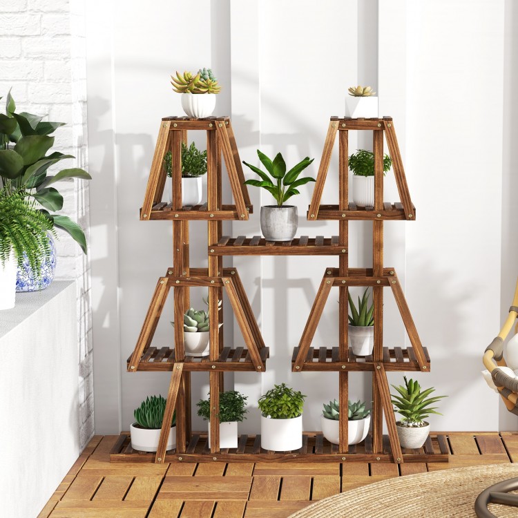 5-Tier 10 Potted Wood Plant Stand for Multiple Plants - Gallery View 1 of 10