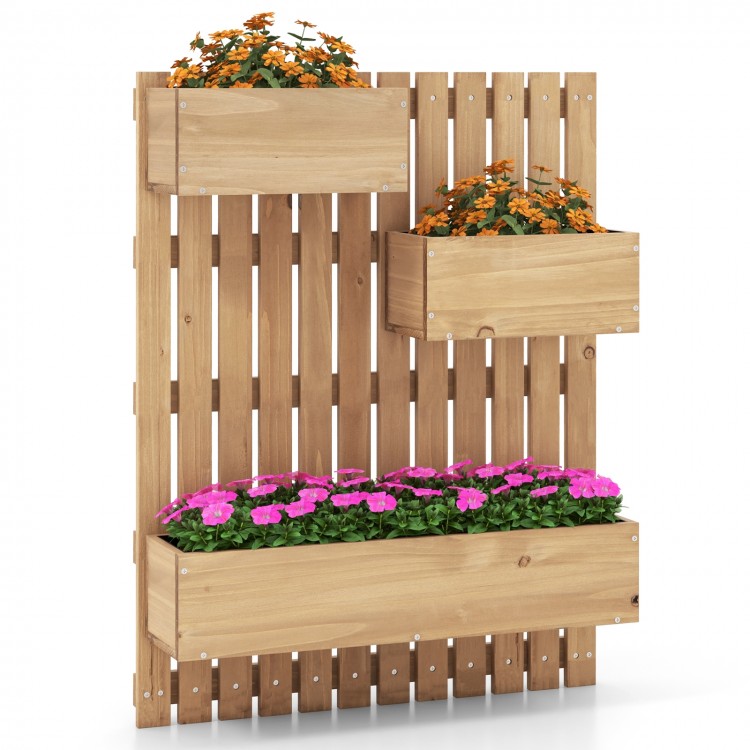 3-Box Wooden Raised Garden Bed with Trellises and Fabric Liners - Gallery View 1 of 10