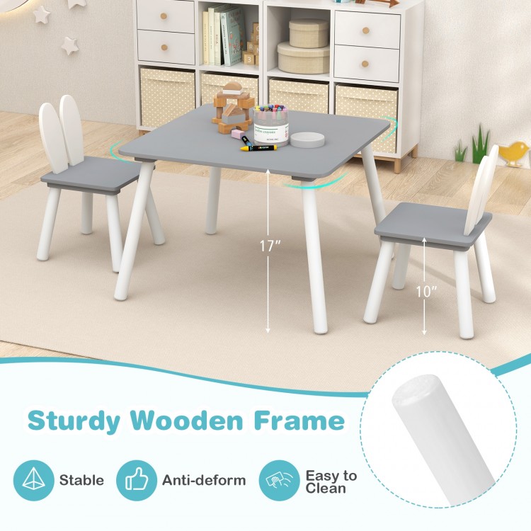 Close-up of the sturdy wooden table leg, showcasing its solid construction and child-friendly height for kids aged 3-6.
