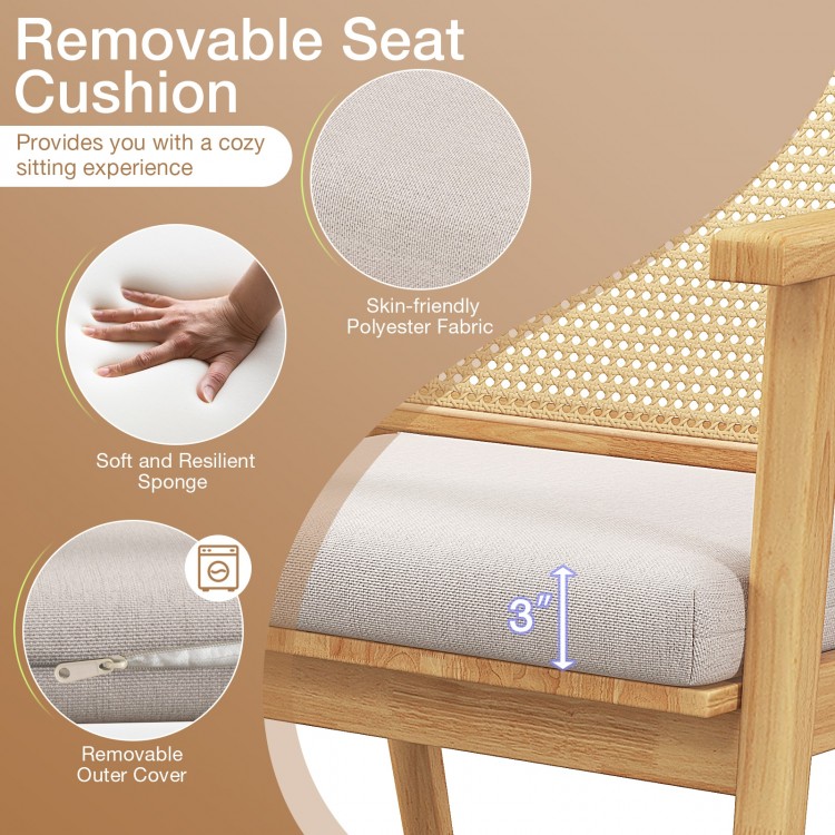 Removable seat cushion with soft sponge and polyester fabric on a Mid Century Modern accent chair for comfortable.