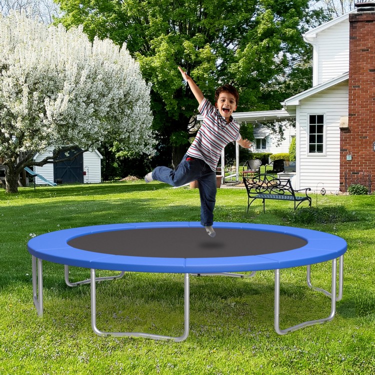 Blue 16 feet trampoline pad replacement with fixing straps, featuring anti-tear surface and edge-to-edge protection for.