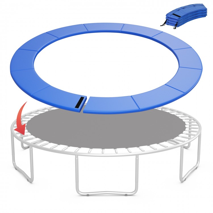 Blue 16 feet trampoline safety pad replacement with fixing straps, featuring anti-tear surface and edge-to-edge.