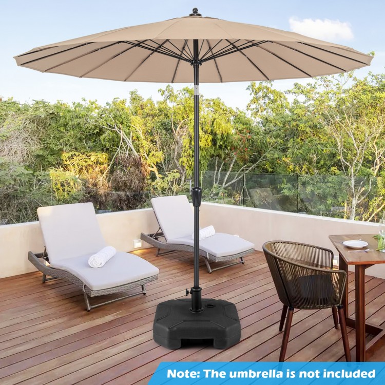 Heavy-duty 17-inch umbrella base with refillable reservoir for secure support, ideal for outdoor patio use.