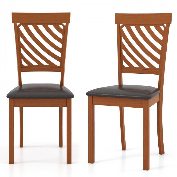 Walnut dining chair set of 2 featuring ergonomic backrests and rubber wood legs, ideal for dining rooms and restaurants.