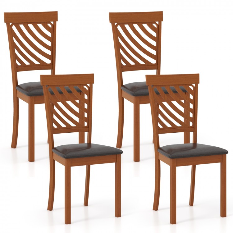 Walnut dining chair set of 4 with ergonomic backrest and rubber wood legs, perfect for dining rooms and restaurants.