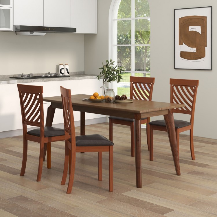 Walnut dining chair set of 2 with ergonomic backrest and rubber wood legs, perfect for dining rooms and restaurants.