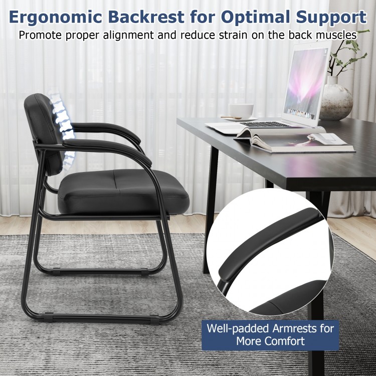 Black waiting room chair with ergonomic backrest and well-padded armrests, ideal for office or reception use.