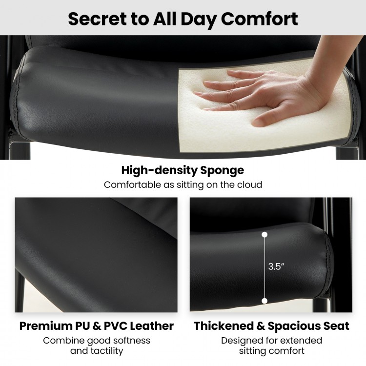 Black waiting room chair set with thickened sponge seat and ergonomic backrest, ideal for extended sitting comfort.