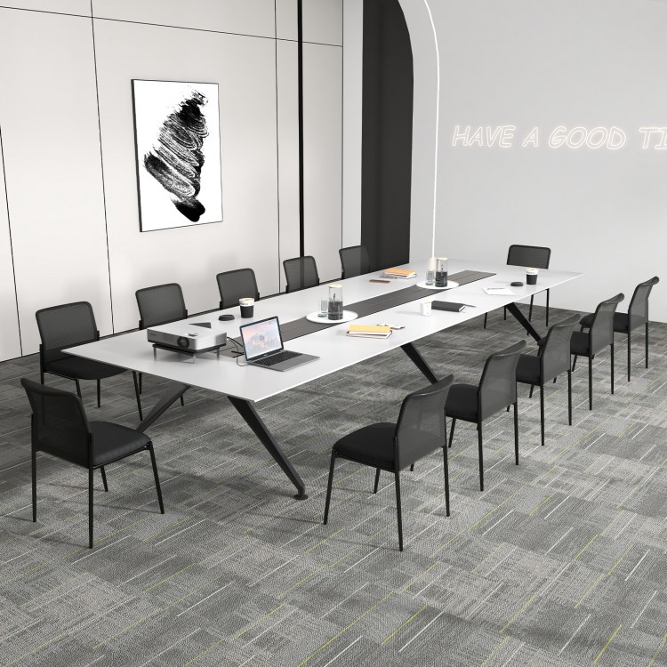Black waiting room chair set of 2 with ergonomic mesh backrest, padded seat, perfect for office and conference use.