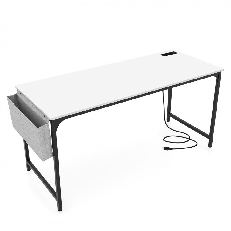 60 Inch Computer Desk with Charging Station Storage Bag - Gallery View 1 of 11