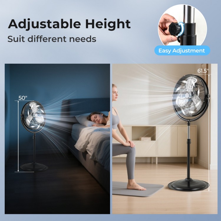 Adjustable height 20-inch high-velocity pedestal fan with 3 speeds, ideal for targeted cooling in various settings.