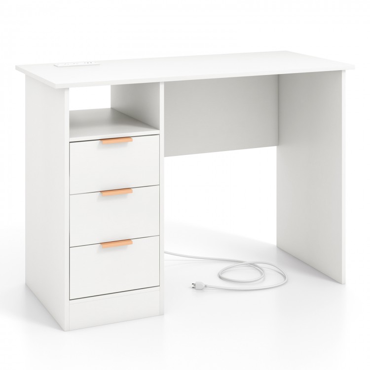 Home Office Desk with Power Outlet 3 Storage Drawers and Open Compartment - Gallery View 1 of 10