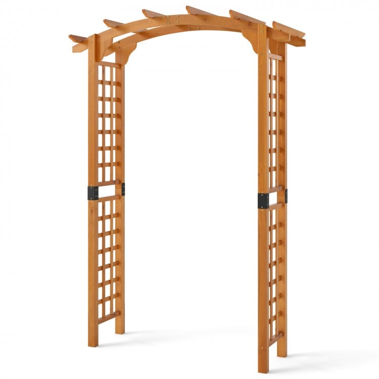 Wooden garden arch arbor trellis, 7.5 feet tall, made of durable fir wood, ideal for climbing plants and outdoor decor.