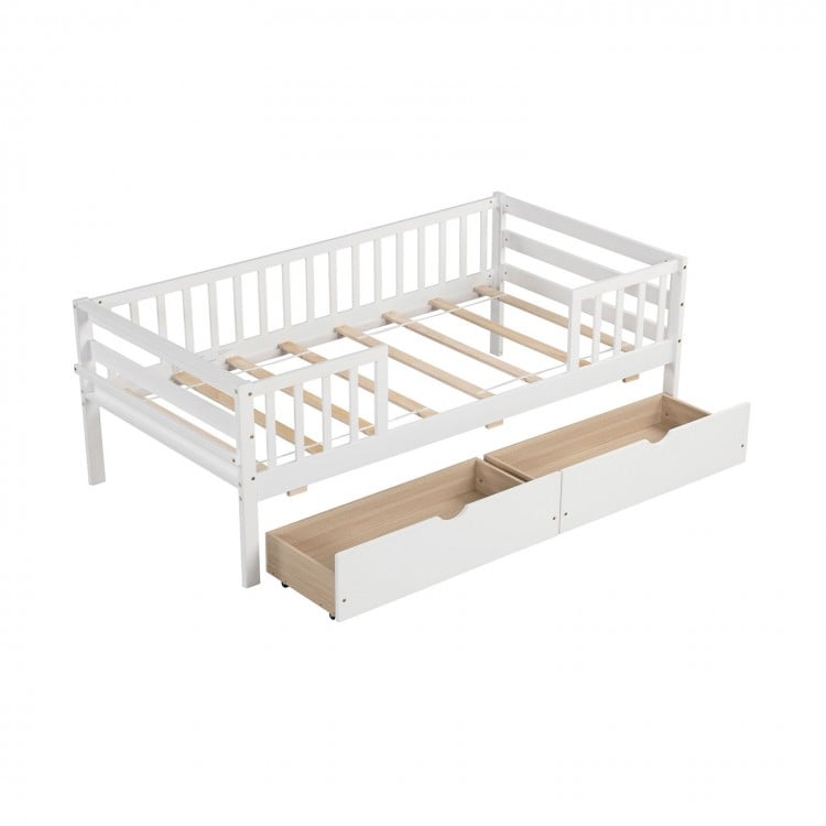 Twin Daybed with Fence and 2 Drawers Kids Bed for Boys & Girls - Gallery View 1 of 12