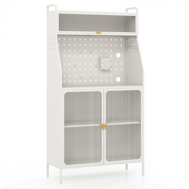 5-Tier Metal Baker's Rack with See-through Flip-up Door and Pegboard - Gallery View 1 of 11