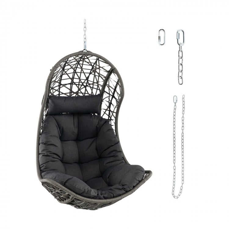 Hanging Egg Chair PE Rattan Swing Hammock Chair with Soft Pillow and Cushion - Gallery View 1 of 10