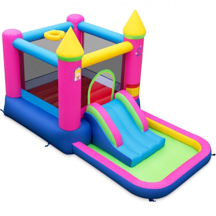 Inflatable Bounce House 4-in-1 Kids Princess-themed Bouncer Blow-up Bouncy Castle - Gallery View 4 of 10