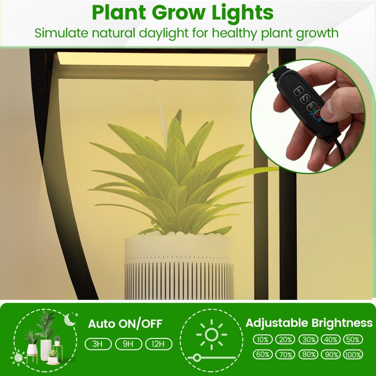 Indoor plant stand with 4-head grow lights, 10 adjustable levels, and 10 tiers for optimal plant display and growth.