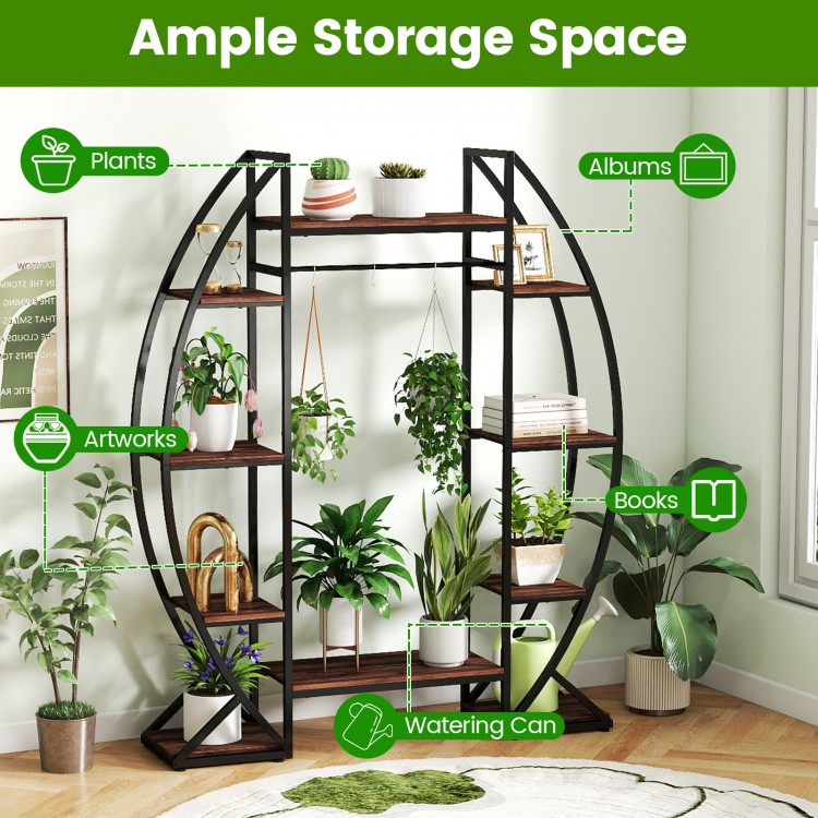 10-tier indoor plant stand with grow lights, ideal for displaying potted plants in living rooms or balconies.
