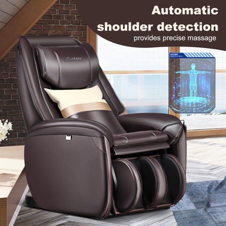 Full Body Zero Gravity Massage Chair with Pillow-BrownCostway Gallery View 3 of 11