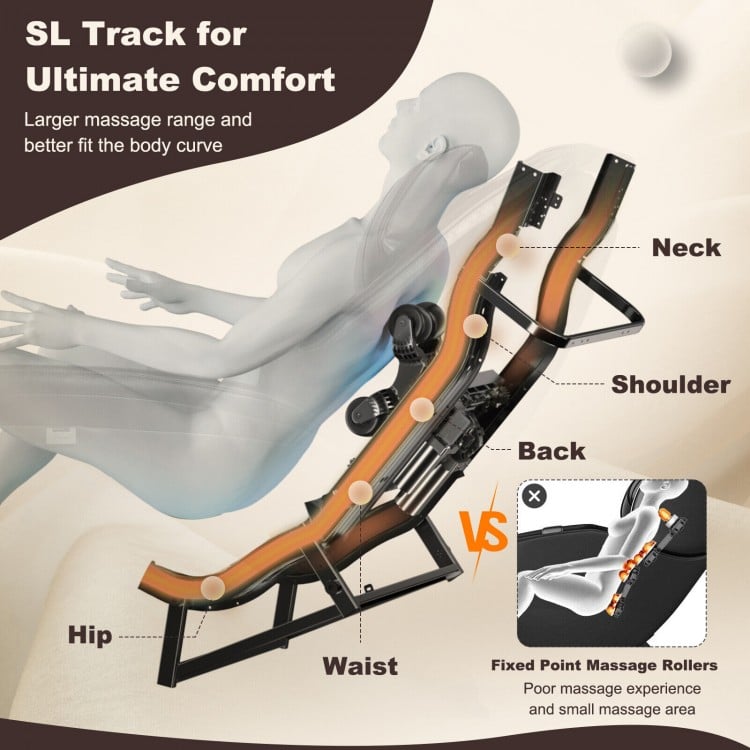 Full Body Zero Gravity Massage Chair with Pillow-BrownCostway Gallery View 9 of 11