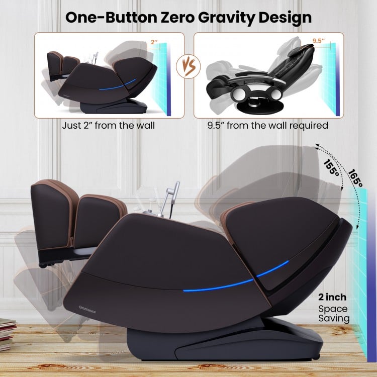 Zero gravity electric shiatsu massage chair with 4D mechanism, space-saving design, and adjustable intensity for.