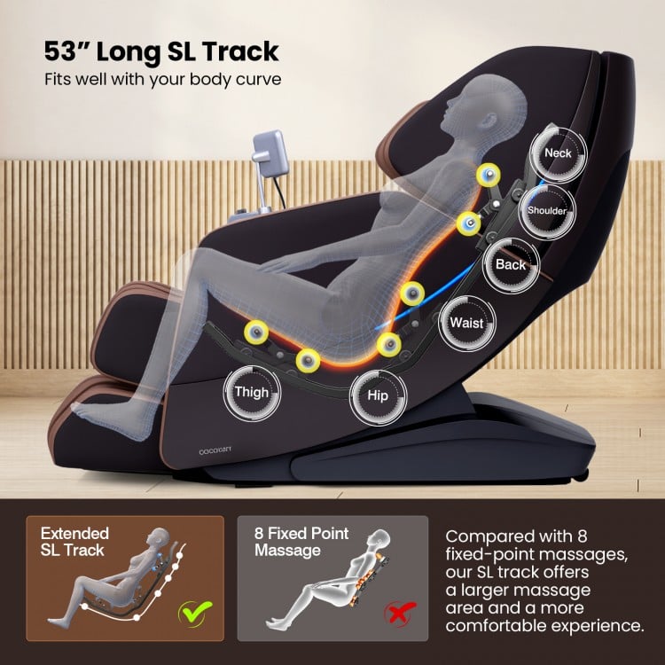 SL Track 4D Full Body Massage Chair with zero gravity design, featuring 8 fixed-point massages for ultimate relaxation.