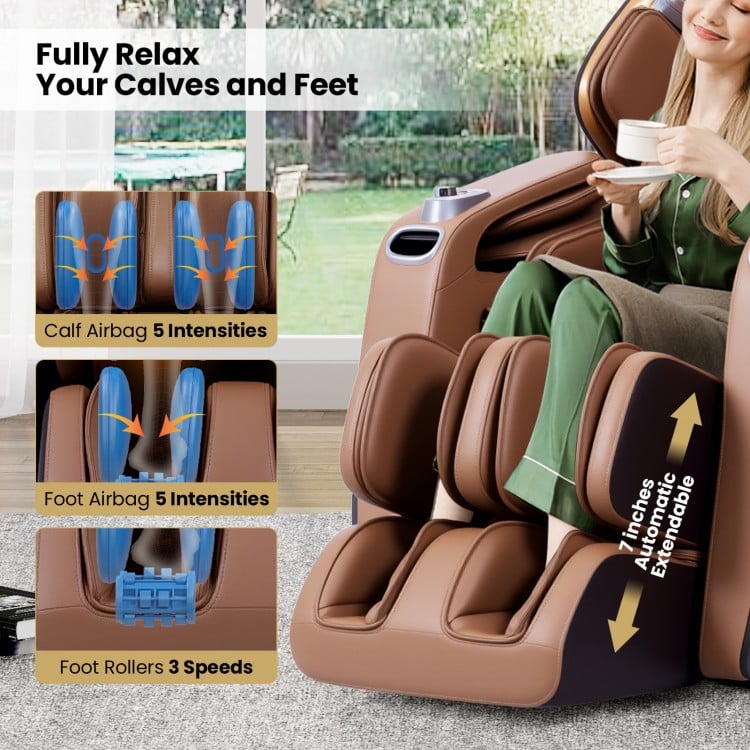 Calf and foot airbags of the Enjoyment 30-2024 massage chair with adjustable intensity for ultimate relaxation.