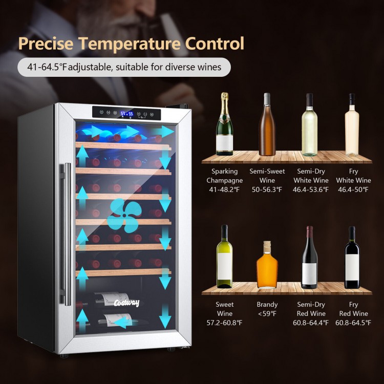 20-inch wine refrigerator with tempered glass door, holds 33 bottles, features precise temperature control and.