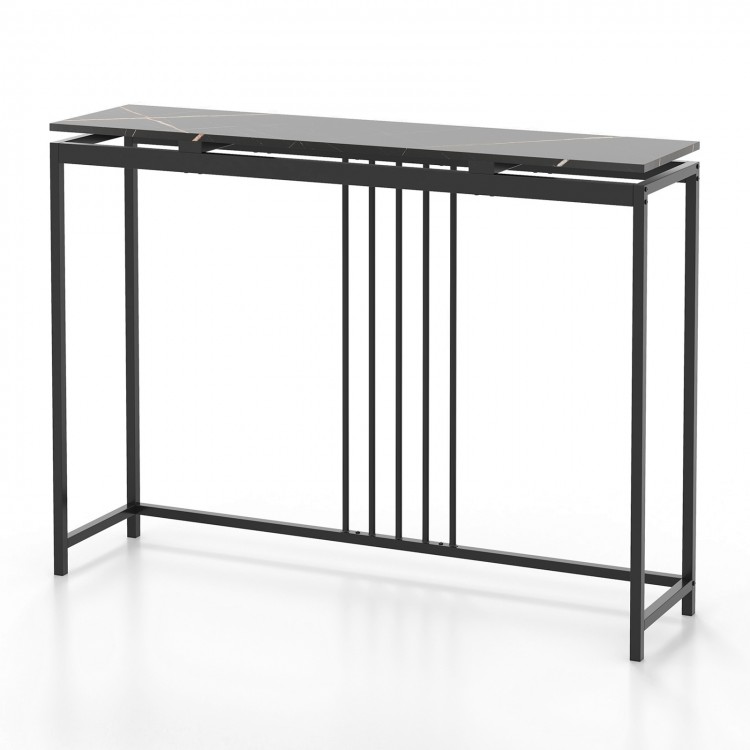 48-inch console table with a stylish faux marble top and powder-coated steel frame, perfect for entryways or living.