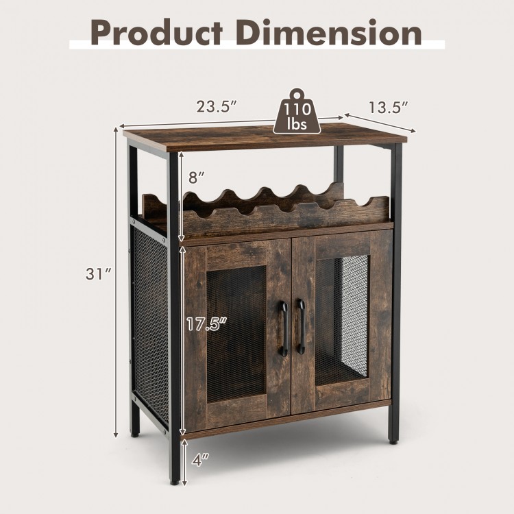 Industrial sideboard buffet cabinet in rustic brown with removable wine rack, dimensions 31" x 23.5" x 13.5", ideal for.