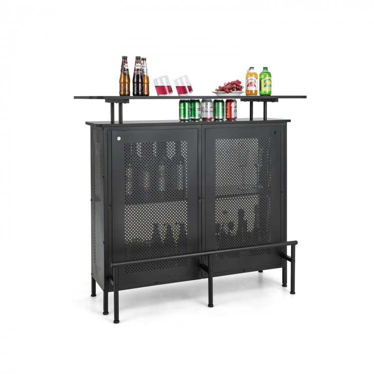 4-Tier Liquor Bar Table with 6 Glass Holders and Metal Footrest - Gallery View 1 of 10