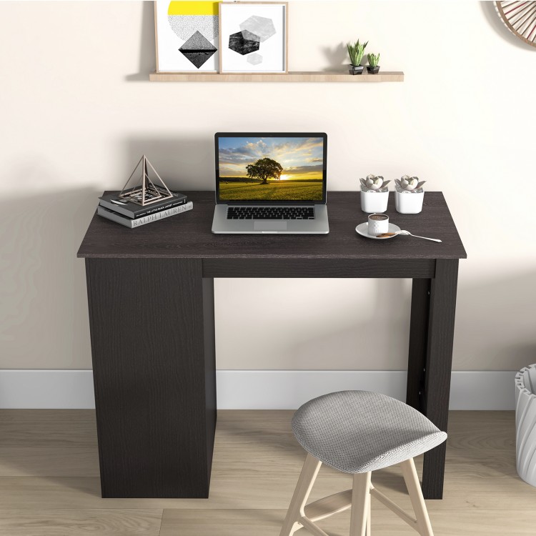 Counter height bar table in black with storage cabinet, adjustable shelf, and elegant retro tabletop for versatile use.