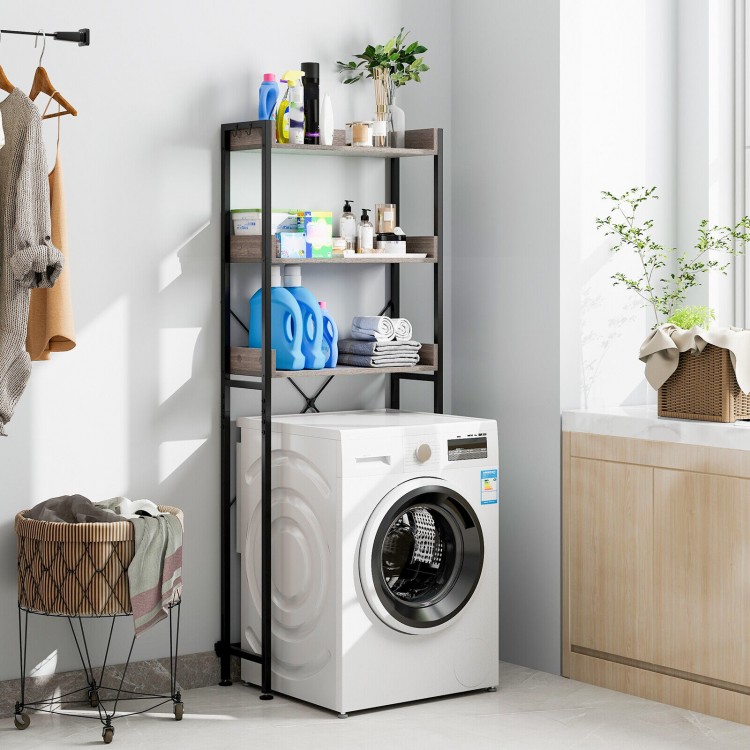 Over The Toilet Storage Rack with Hooks and Adjustable Bottom Bar - Gallery View 3 of 10