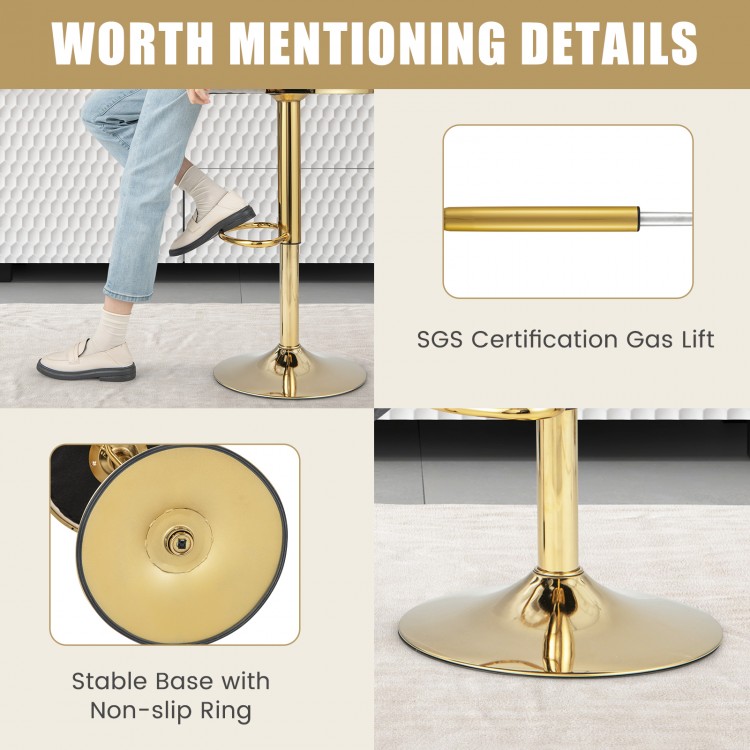 Detail of the swivel barstool's stable base with non-slip ring and premium gas lift for kitchen island use.