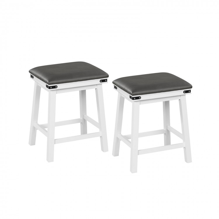 Set of 2 dining bar stools with acacia wood frame and padded seats, ideal for kitchen or dining room use.