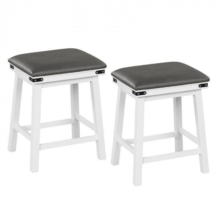 Set of 2 24-inch dining bar stools with acacia wood frame and sponge padded seats, ideal for kitchen or dining room.