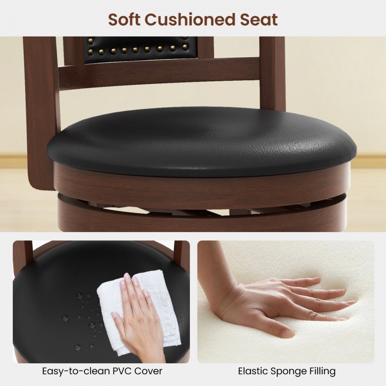 Soft cushioned seat of a 25.5-inch upholstered bar stool with easy-to-clean PVC cover and elastic sponge filling.