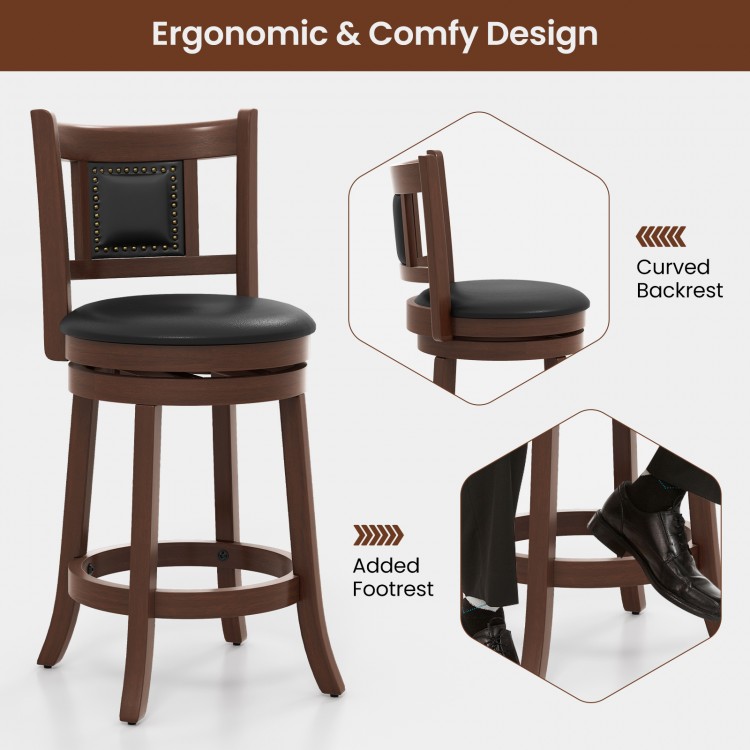 Upholstered bar stool with curved backrest and footrest, 25.5 inches, ideal for kitchen island or home bar.