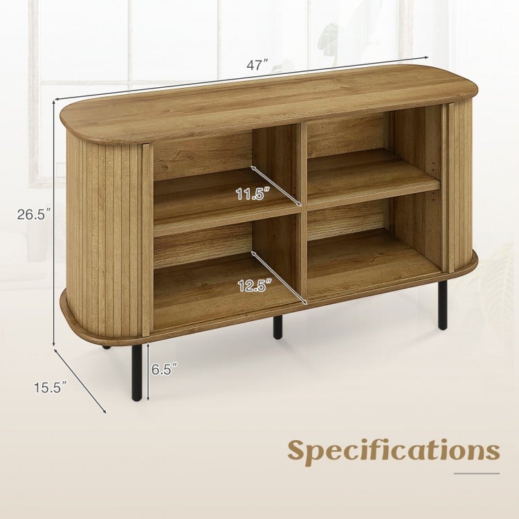 47-inch sideboard buffet cabinet with adjustable shelves, oak finish, ideal for kitchen or living room storage.