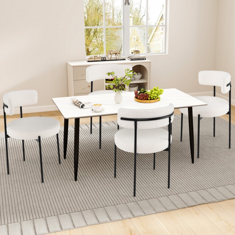 Boucle Dining Chair with Curved Backrest and Metal Legs Set of 2 - Gallery View 5 of 10