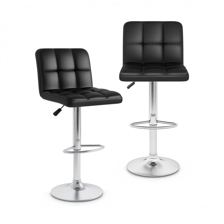 Modern black bar stools set of 2 with backrest, adjustable height, and heavy-duty metal base for versatile seating.