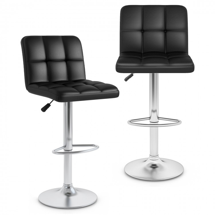 Black modern bar stools set of 2 with backrest, adjustable height, and heavy-duty metal base for versatile seating.