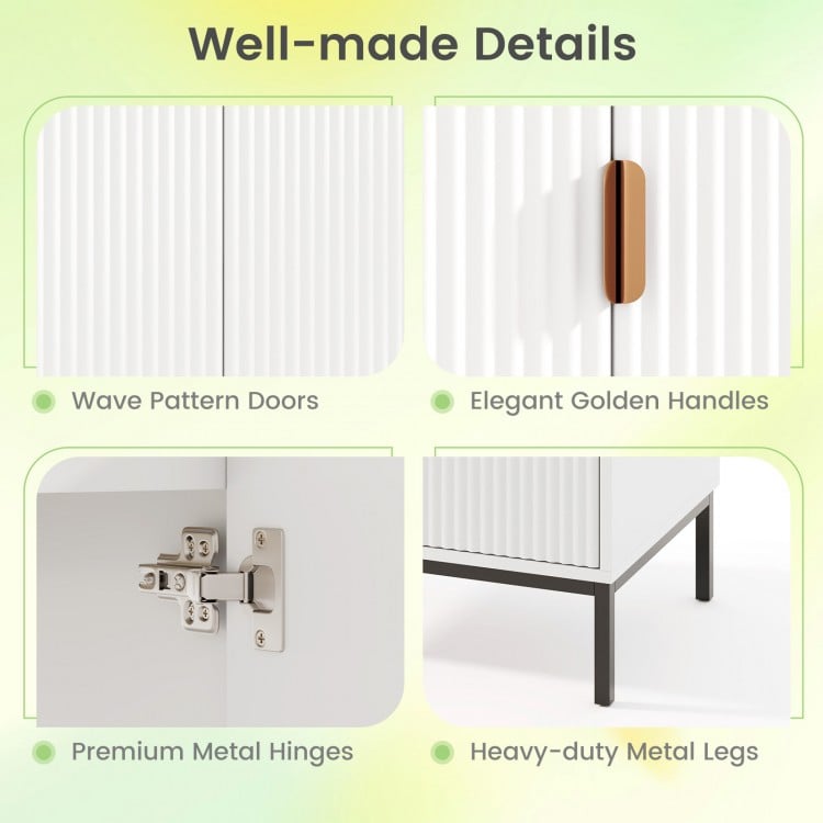 Well-made details of the 24-inch bathroom vanity, featuring wave pattern doors, elegant handles, and premium metal.