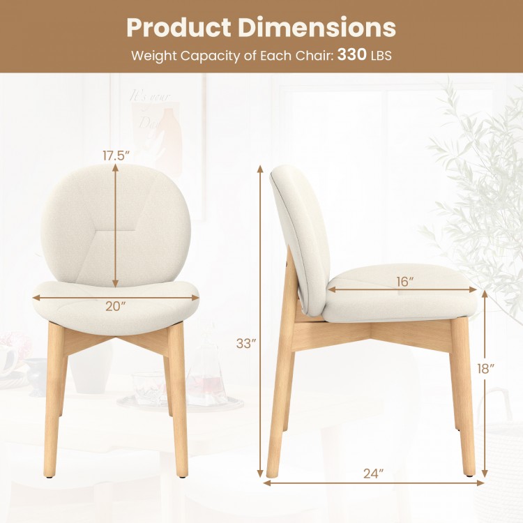 Wooden dining chair dimensions with rubber wood legs, ergonomic design, and soft looped yarn fabric for comfort.