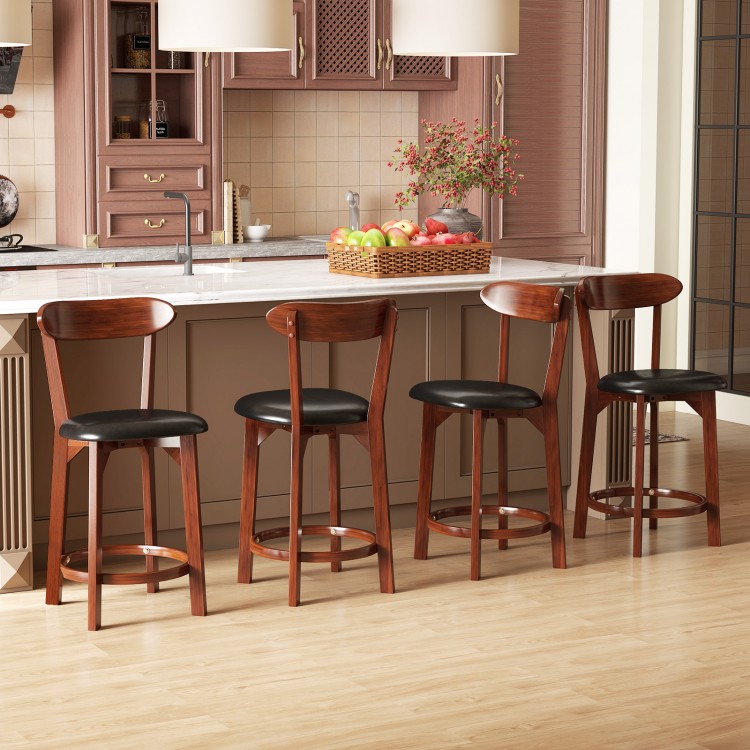 Set of 2 modern armless dining chairs with cushioned seats, made of solid rubber wood, perfect for kitchen islands.