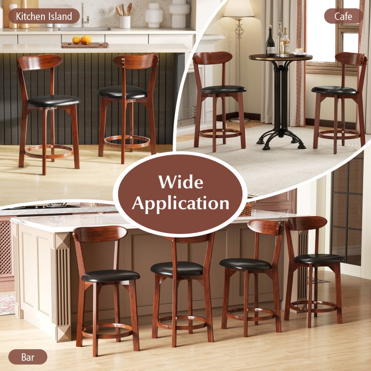 Set of 2 modern 24-inch armless dining chairs with cushioned seats, ideal for kitchen islands and cafes.