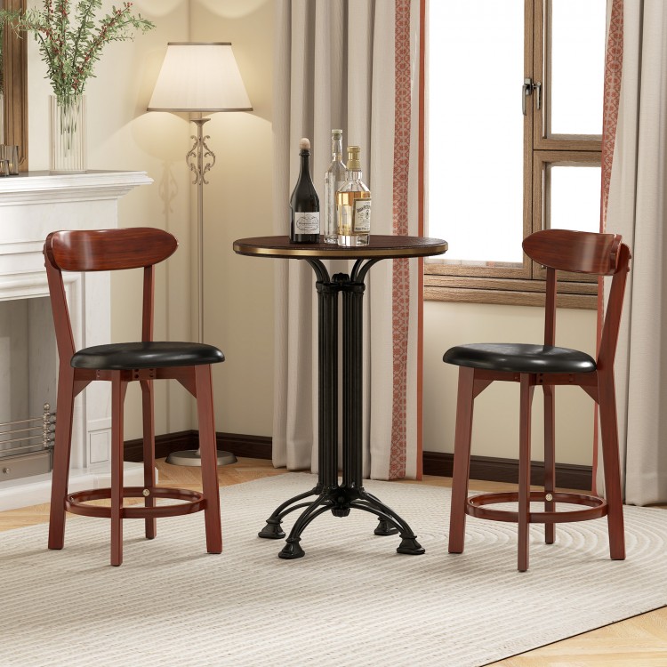 Two 24-inch modern armless dining chairs with black PU leather seats, enhancing comfort and style for kitchen dining.
