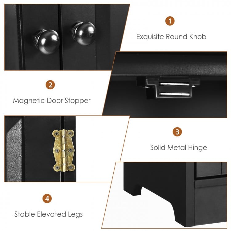 Close-up of the Accent Floor Storage Cabinet's antique round knob, showcasing durable MDF and solid metal hinges for.