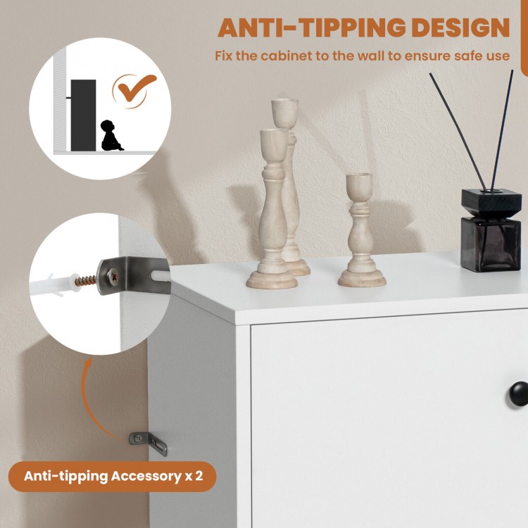 Anti-tipping accessory for the 2-door kitchen sideboard, ensuring stability and safety for enclosed storage.
